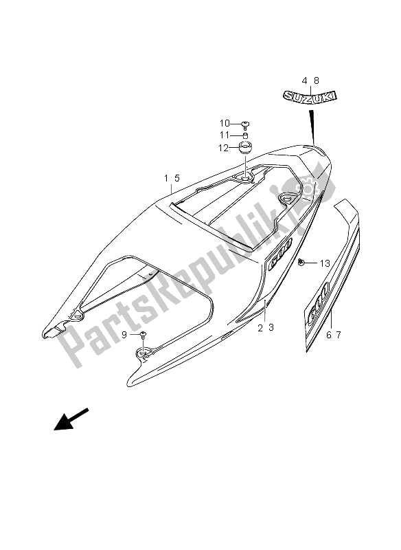 All parts for the Frame Cover of the Suzuki GSX R 600X 2005