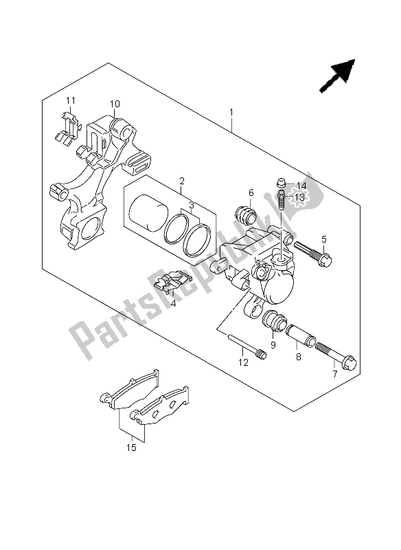 Toutes les pièces pour le étrier Arrière du Suzuki GSX R 750 2008