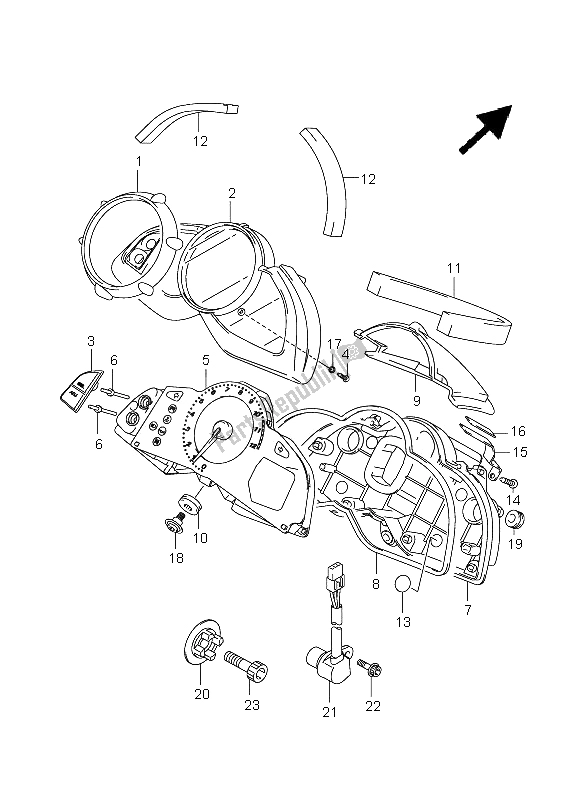 All parts for the Speedometer of the Suzuki GSX 1300 BKA B King 2008