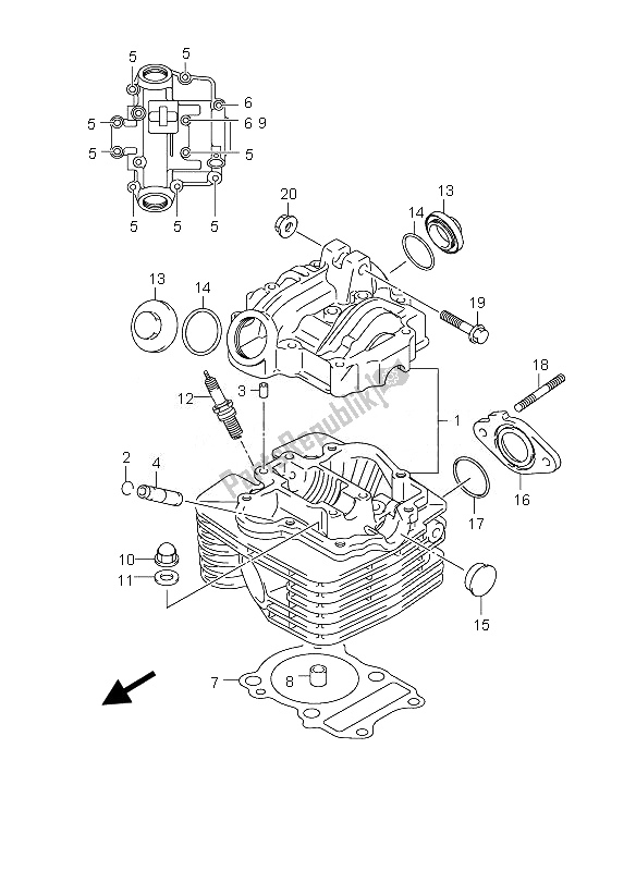 Todas las partes para Cabeza De Cilindro de Suzuki DR 125 SM 2010