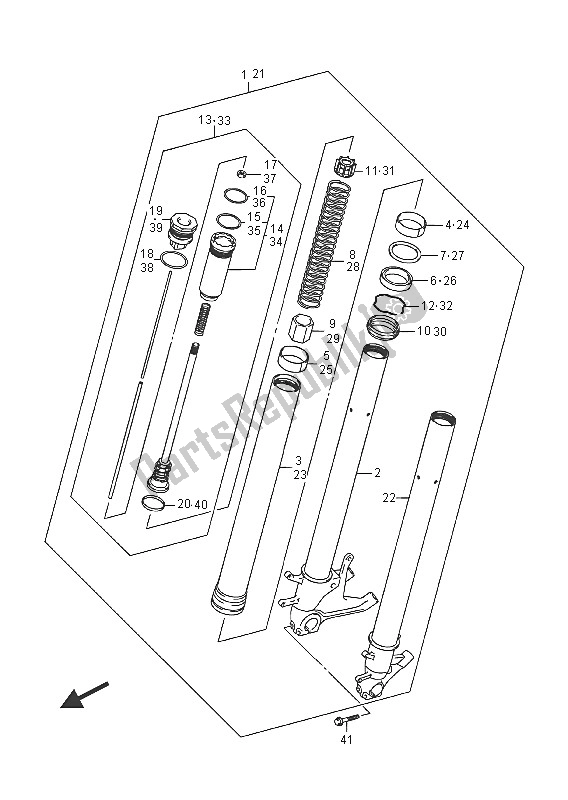 All parts for the Front Fork Damper (gsx-r1000auf) of the Suzuki GSX R 1000A 2016