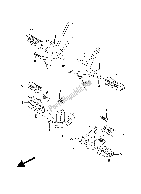 All parts for the Footrest of the Suzuki DR 125 SM 2009