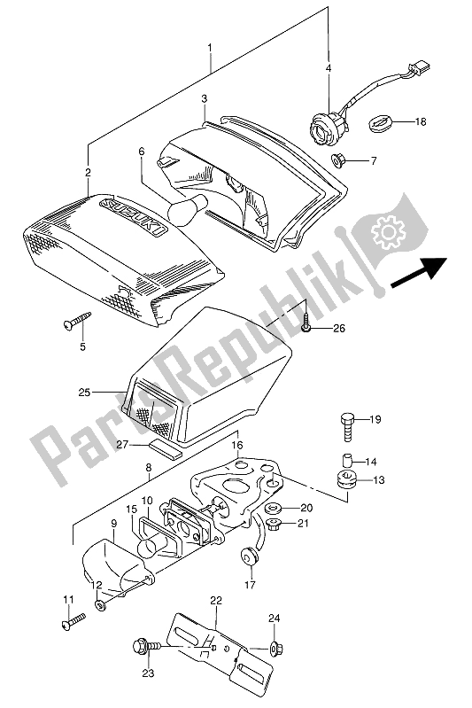 Wszystkie części do Lampa Tylna Suzuki GSX 600 FUU2 1994