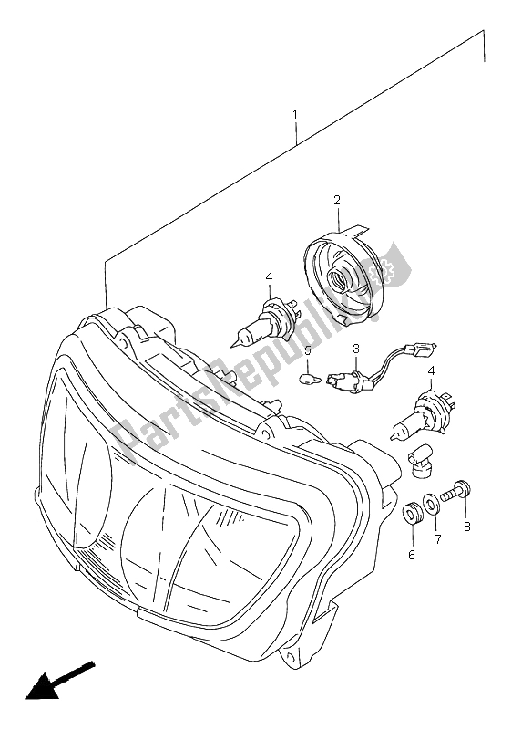 Tutte le parti per il Proiettore (e2-e24) del Suzuki GSX R 600 1997