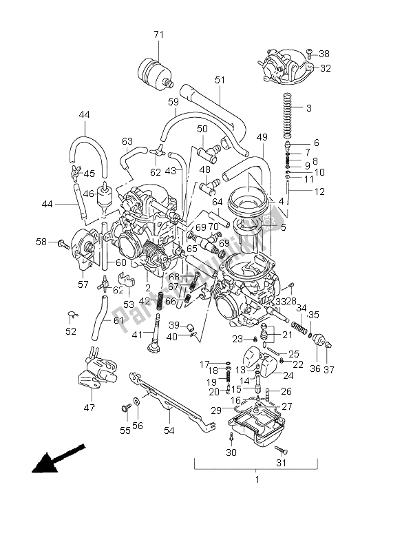 All parts for the Carburetor (gs500h-hu of the Suzuki GS 500 2002