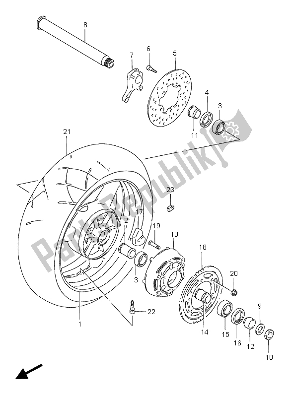 Tutte le parti per il Ruota Posteriore del Suzuki GSX R 750 1998