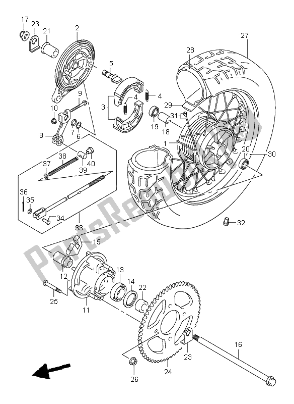 Todas as partes de Roda Traseira do Suzuki VL 125 Intruder 2003