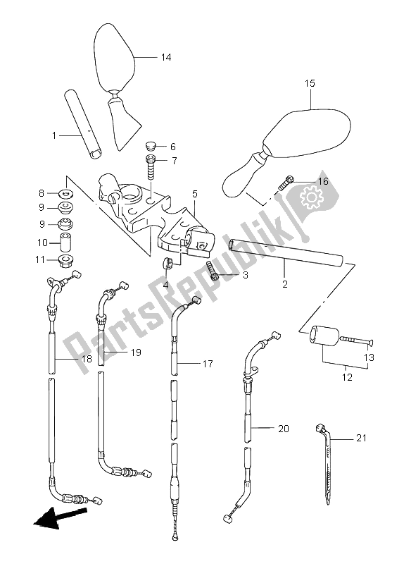 Todas as partes de Guidão do Suzuki GSX 750F 2001