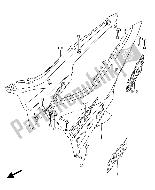 Tutte le parti per il Copertura Del Telaio del Suzuki GSX 600 FUU2 1994