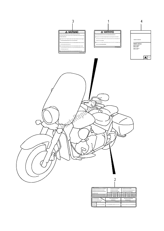Todas as partes de Etiqueta (e02) do Suzuki VL 1500 BT Intruder 2015