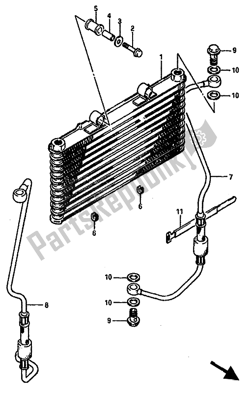 Tutte le parti per il Radiatore Dell'olio del Suzuki GSX R 750X 1987