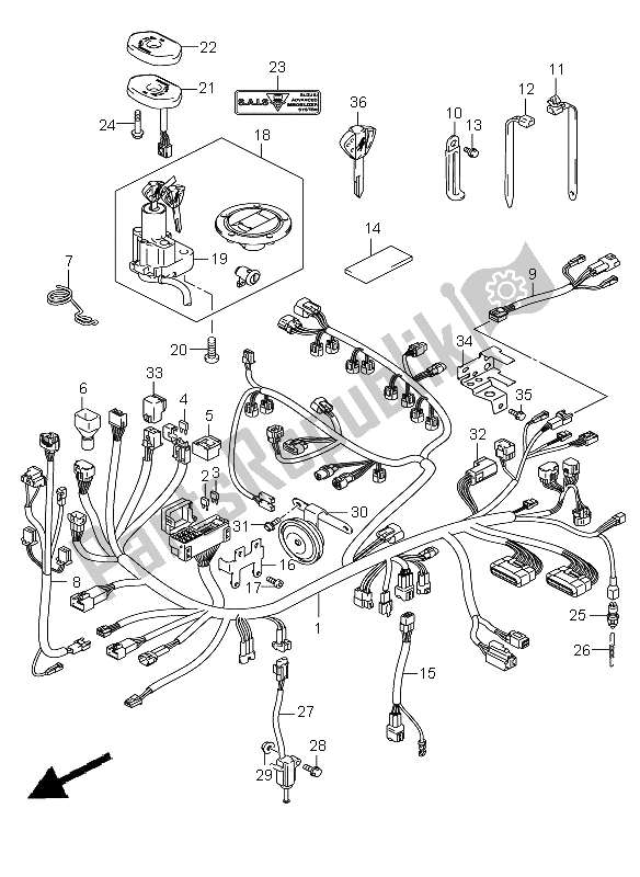 Tutte le parti per il Cablaggio (e2-e14-e19-e24-e51) del Suzuki GSX 1300R Hayabusa 2009