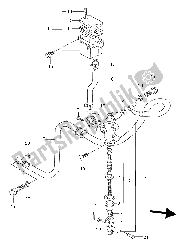 All parts for the Rear Master Cylinder of the Suzuki GSF 600N Bandit 1995