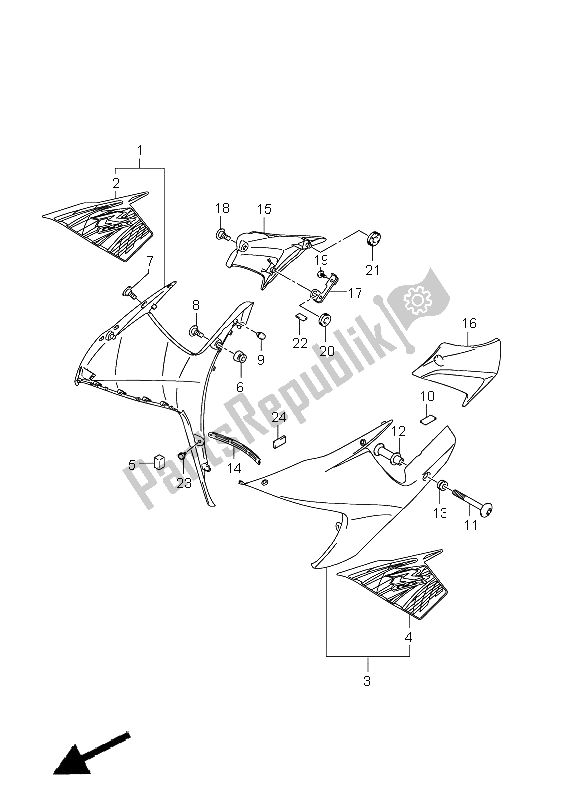 All parts for the Side Cowling of the Suzuki GSX R 600 2011