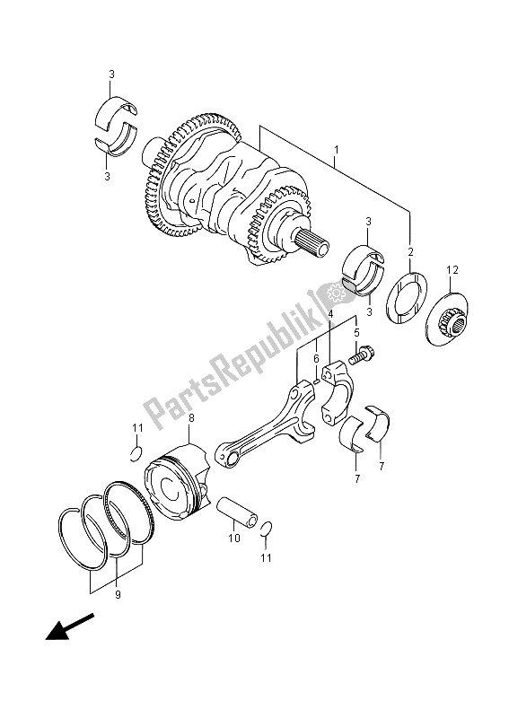 All parts for the Crankshaft of the Suzuki AN 650Z Burgman Executive 2015