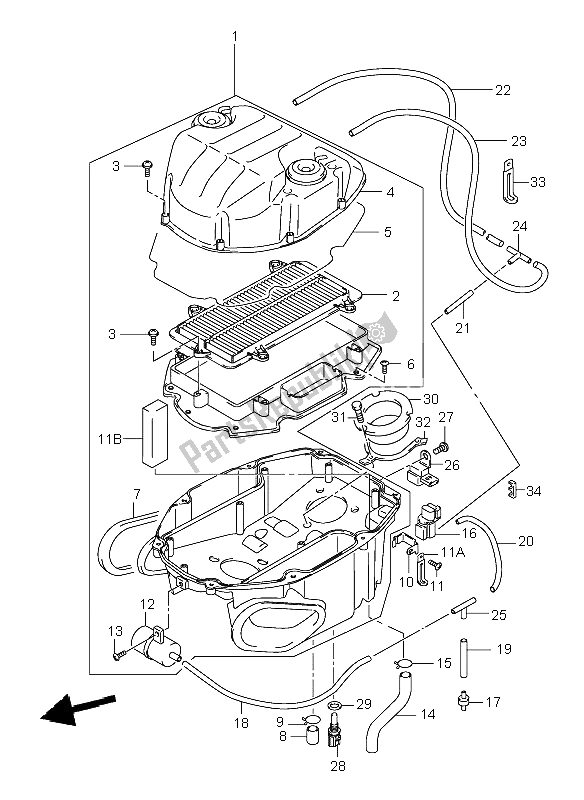 All parts for the Air Cleaner of the Suzuki TL 1000R 1999