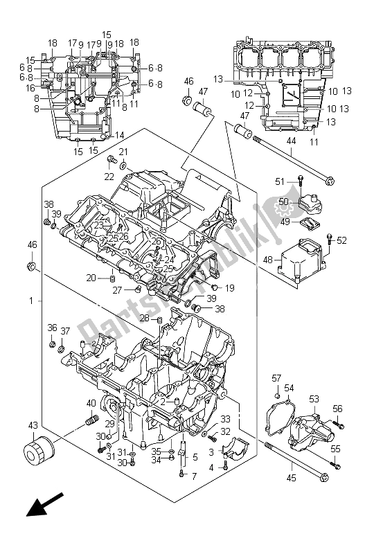 Todas las partes para Caja Del Cigüeñal de Suzuki GSX 1300R Hayabusa 2012