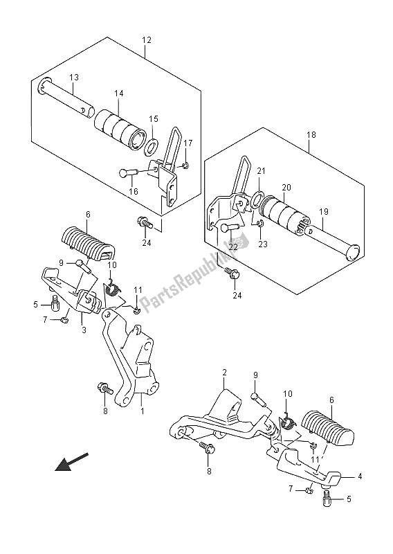 All parts for the Footrest of the Suzuki VZ 800 Intruder 2016