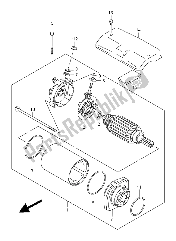 Toutes les pièces pour le Demarreur du Suzuki VL 800 Volusia 2002