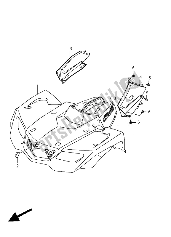 Tutte le parti per il Parafango Anteriore del Suzuki LT A 400 Kingquad 4X2 2010