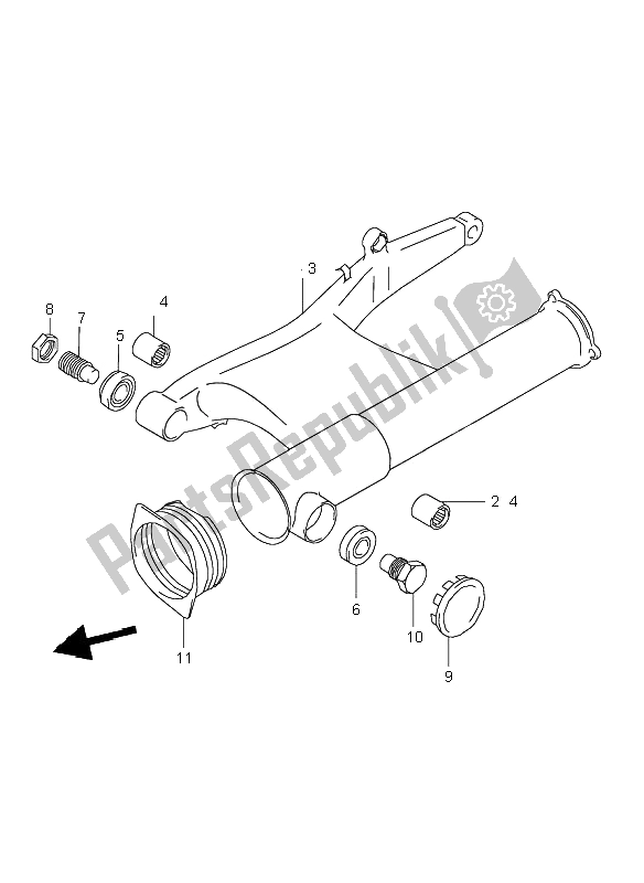 All parts for the Rear Swinging Arm of the Suzuki VL 1500 Intruder LC 2000