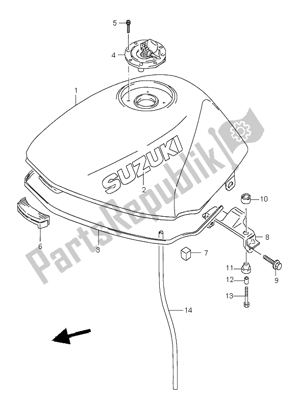 All parts for the Fuel Tank of the Suzuki GS 500E 1995