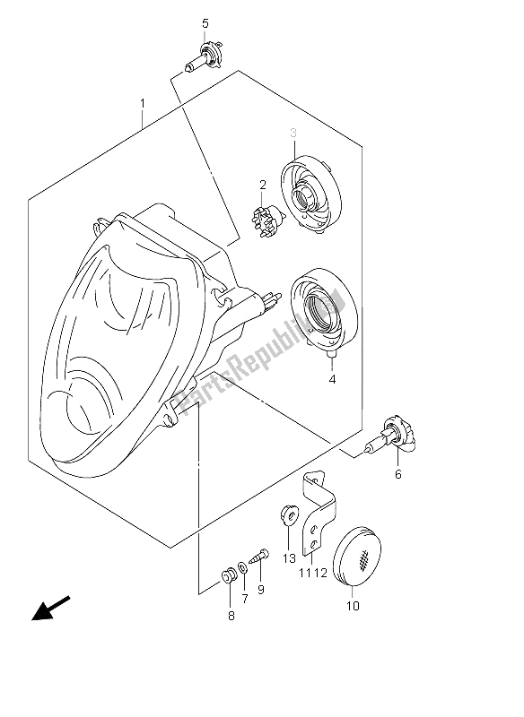 Todas las partes para Linterna Frontal (e24) de Suzuki GSX 1300R Hayabusa 2006