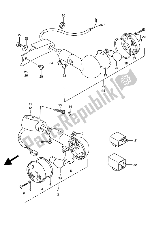 Todas las partes para Lámpara De Señal De Giro de Suzuki VS 1400 Glpf Intruder 1994