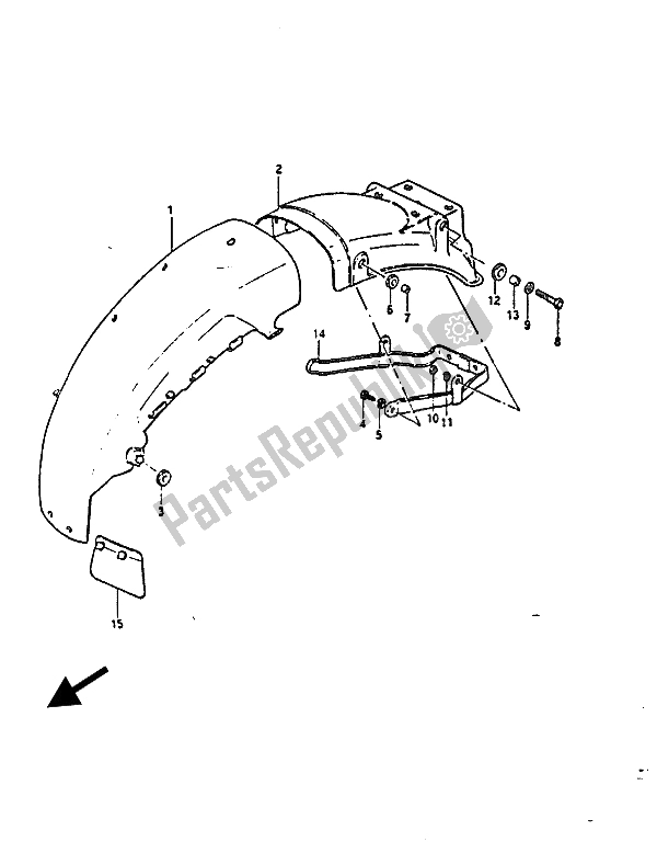 Tutte le parti per il Parafango Posteriore del Suzuki GS 850G 1986