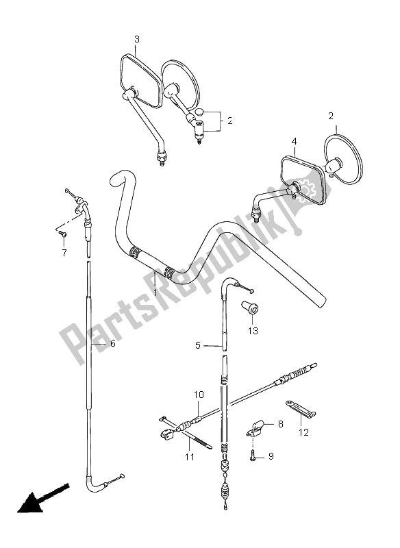 Alle onderdelen voor de Stuur & Kabel van de Suzuki LS 650 Savage 2001