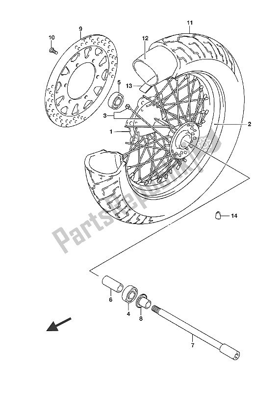 All parts for the Front Wheel (vl800 E19) of the Suzuki VL 800 Intruder 2016