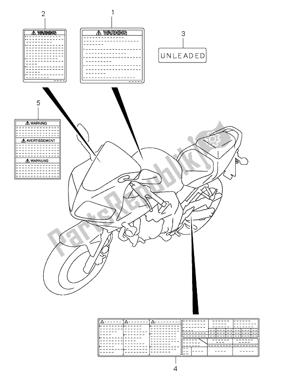 All parts for the Label of the Suzuki SV 650 NS 2005