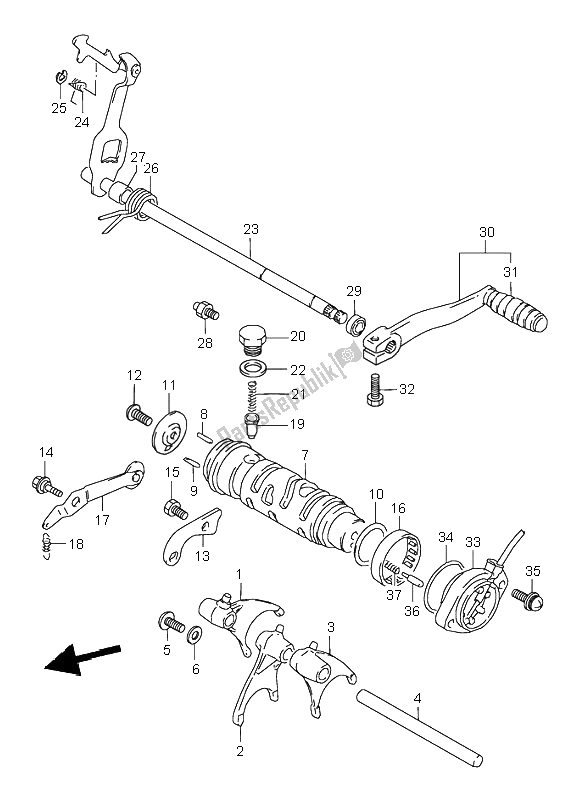 All parts for the Gear Shifting of the Suzuki GS 500E 1995