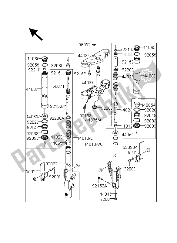 Todas las partes para Tenedor Frontal de Suzuki VZ 1600 Marauder 2005