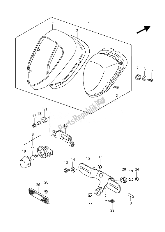 All parts for the Rear Combination Lamp of the Suzuki VL 800 CT Intruder 2014