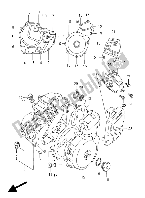 All parts for the Crankcase Cover of the Suzuki XF 650 Freewind 1999