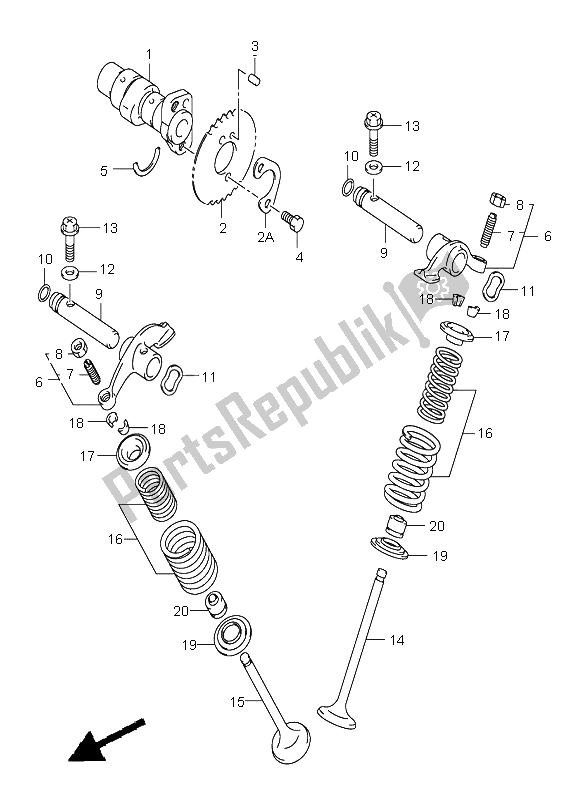 Toutes les pièces pour le Arbre à Cames Et Soupape du Suzuki RV 125 Vanvan 2003