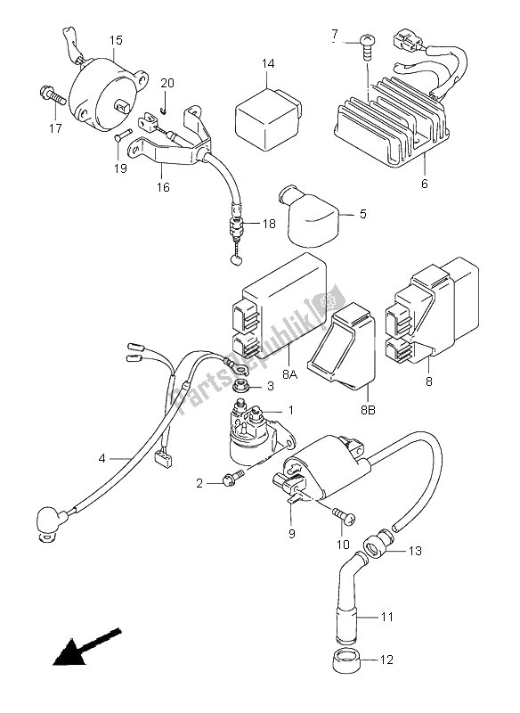 All parts for the Electrical of the Suzuki LS 650 Savage 2000