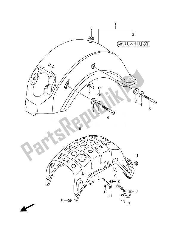 All parts for the Rear Fender (vl800ue E19) of the Suzuki VL 800 CT Intruder 2014