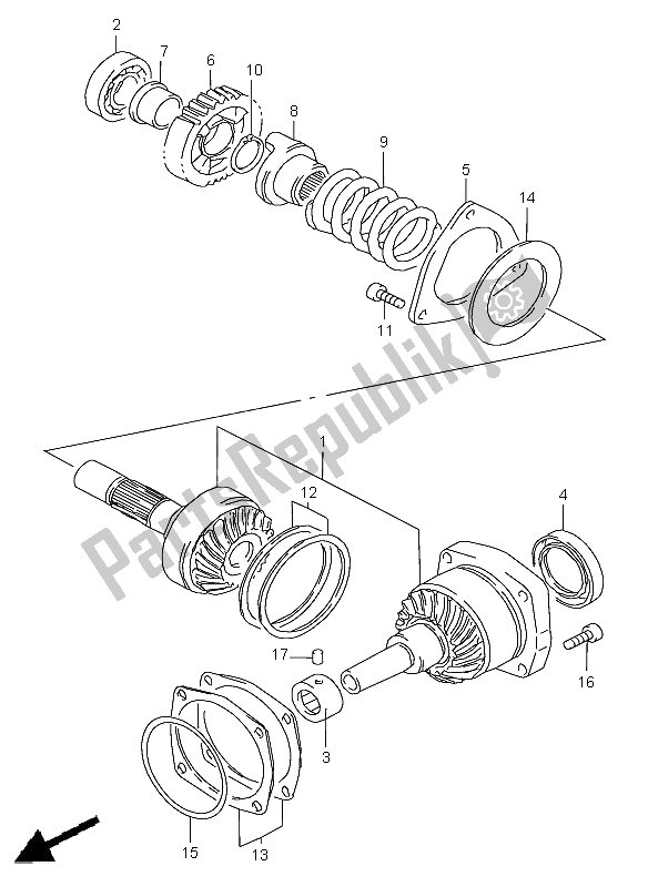 All parts for the Secundary Drive Gear of the Suzuki VL 1500 Intruder LC 2008