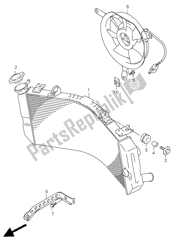 All parts for the Radiator of the Suzuki GSX R 600Z 2003