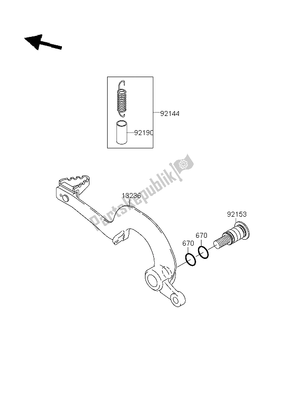 All parts for the Brake Pedal of the Suzuki RM Z 250 2006