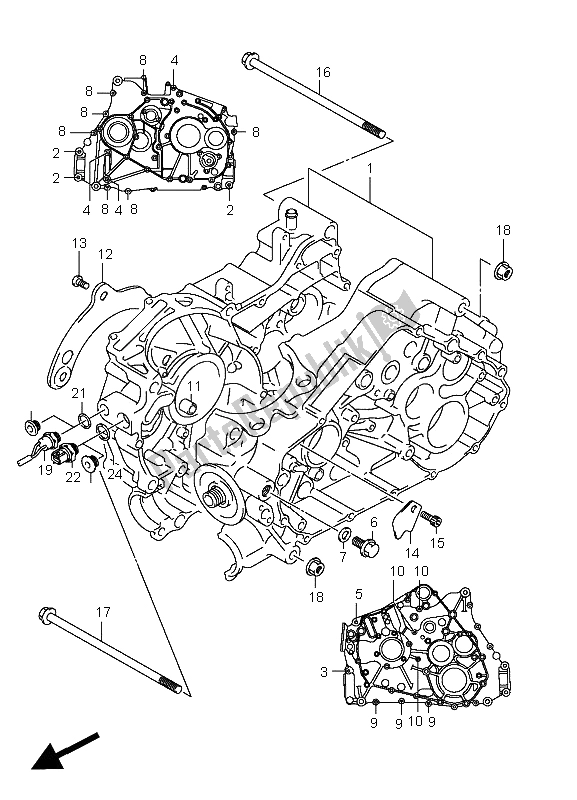 All parts for the Crankcase of the Suzuki LT A 400F Kingquad 4X4 2009