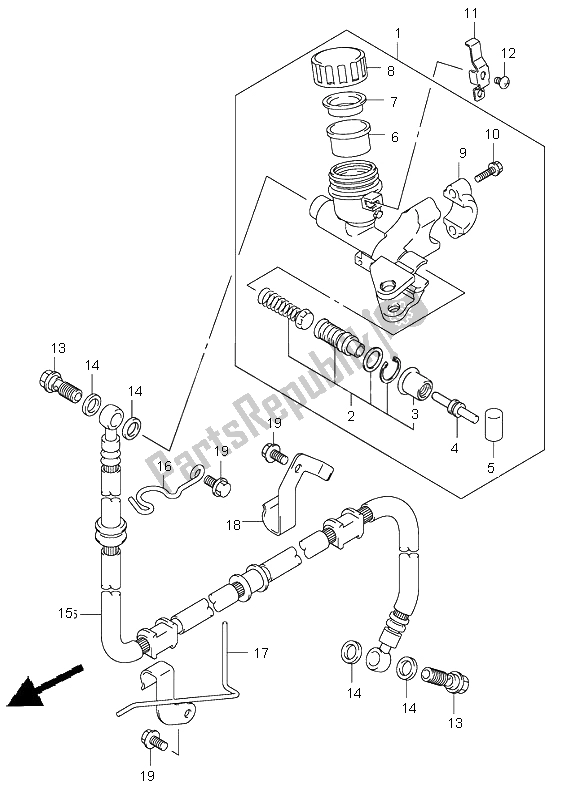 All parts for the Clutch Master Cylinder (sv1000s-s1-s2) of the Suzuki SV 1000 NS 2003