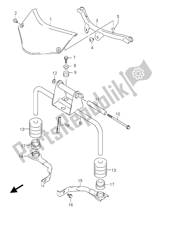 All parts for the Front Bracket of the Suzuki DL 650 V Strom 2004