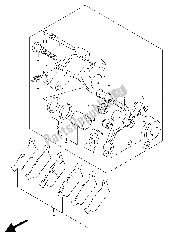 Alle onderdelen voor de Remklauw Achter van de Suzuki DR Z 400S 2007