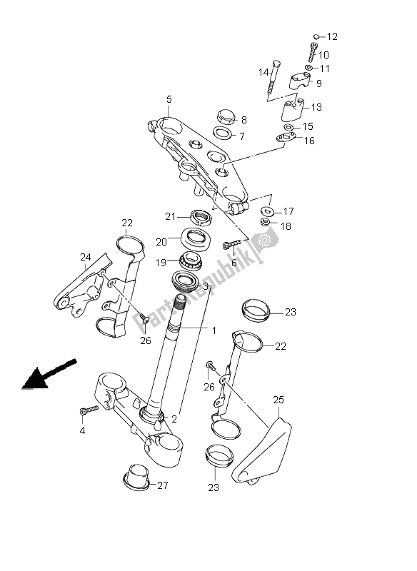 Tutte le parti per il Gambo Dello Sterzo del Suzuki GSX 1400 2002