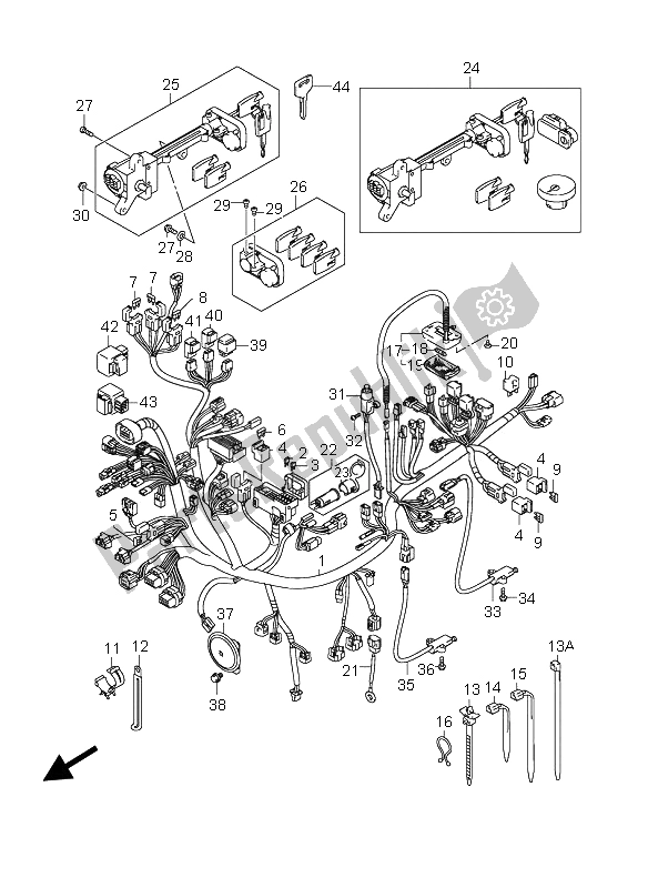 All parts for the Wiring Harness (an650a E24) of the Suzuki AN 650A Burgman Executive 2005