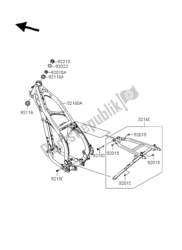 All parts for the Frame of the Suzuki RM Z 250 2006