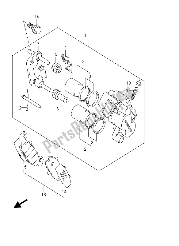 All parts for the Front Caliper of the Suzuki DL 650 V Strom 2004